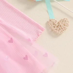 Heart Print Ruffle Sleeve Dress