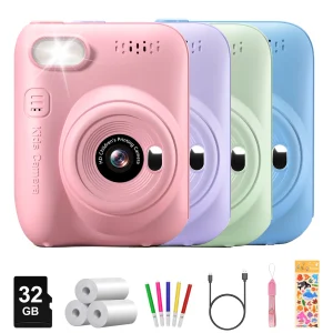 Instant Print Camera for Kids, 32MP HD 1080P Digital Camera with 3 Rolls of Printer Paper