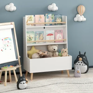 Kids Bookshelf, toy Storage, White
